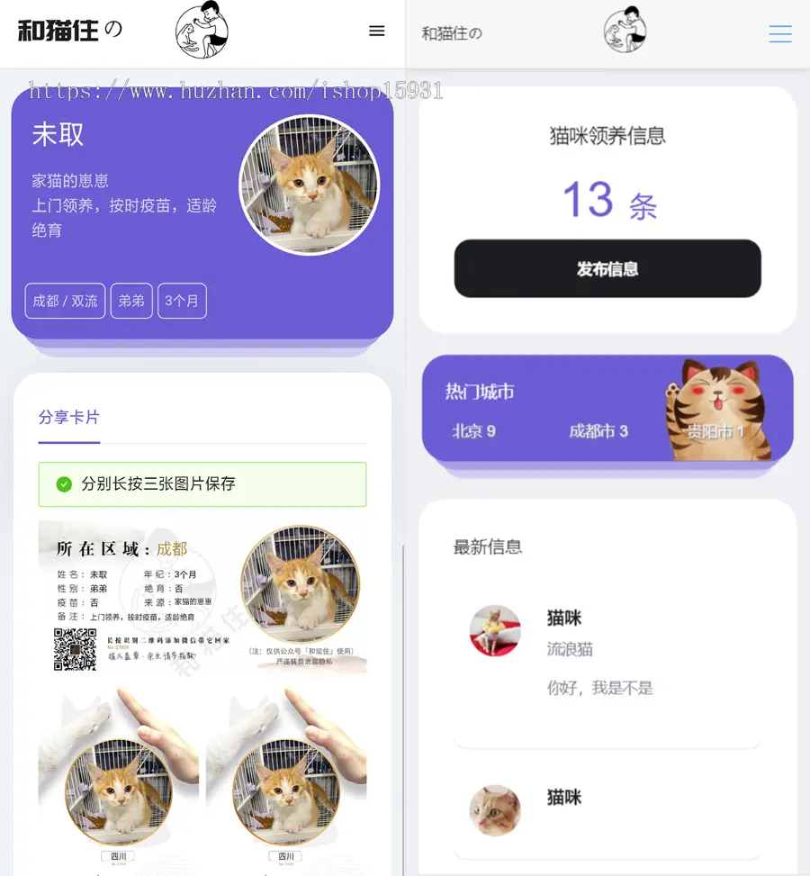 【修复版】运营H5流浪猫流浪狗领养信息发布中心系统源码/可封装APP/小程序