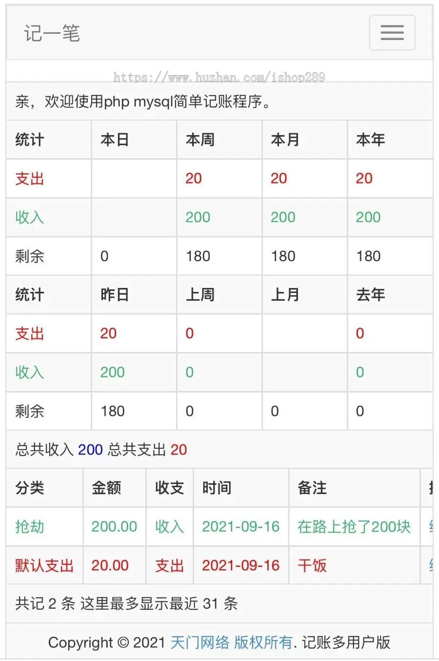 【多用户版】在线财务记账系统家庭个人记账本记账小帮手支持导入导出网站源码