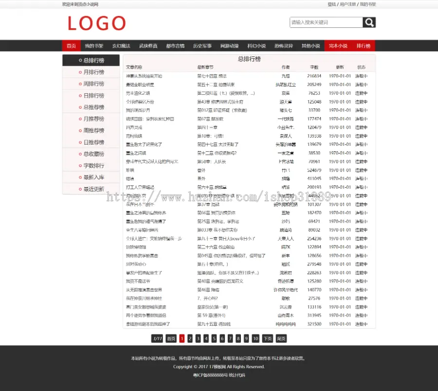 【包安装】杰奇CMS1.7文学小说网站红黑色电脑版pc模板源码 送手机wap+安装说明+采集-01