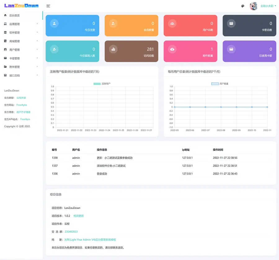 基于蓝奏云分享的软件下载库API管理系统 卡密+商城+用户+附件 ThinkPHP网站源码