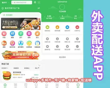 uniapp多商户餐饮外卖/超市/点餐配送小程序/APP/配送端/商家端超市订货系统sybwaimai