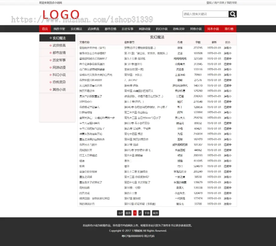 【包安装】杰奇CMS1.7文学小说网站红黑色电脑版pc模板源码 送手机wap+安装说明+采集-01