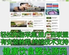 英文博客模板 健康饮食 健康菜谱网站模板主题 附送火车内容采集软件