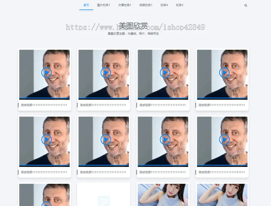 pbootcms自适应手机版简约大气的图片相册模板图集视频网站源码