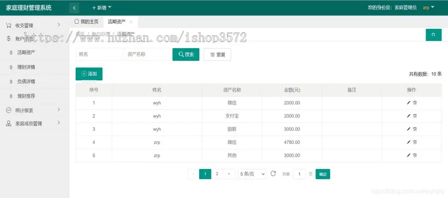 家庭理财管理系统源码,SpringBoot+Mybatis+Thymeleaf实