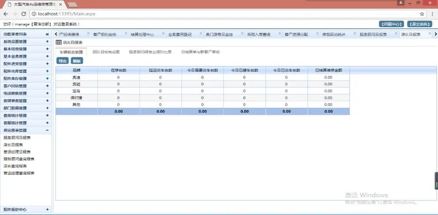 大型汽车4S店维修管理系统源码（多门店版）
