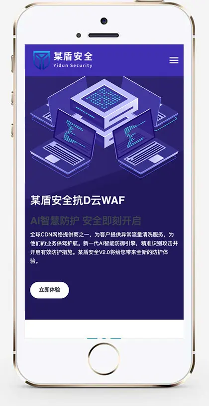 （自适应手机端）某盾安全DDoS防御网站模板 安全加速高防服务器销售网站源码