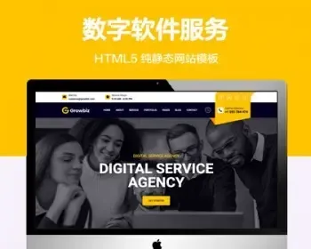 （自适应手机端）数字软件服务纯静态网站模板 HTML5创意平面广告网站源码