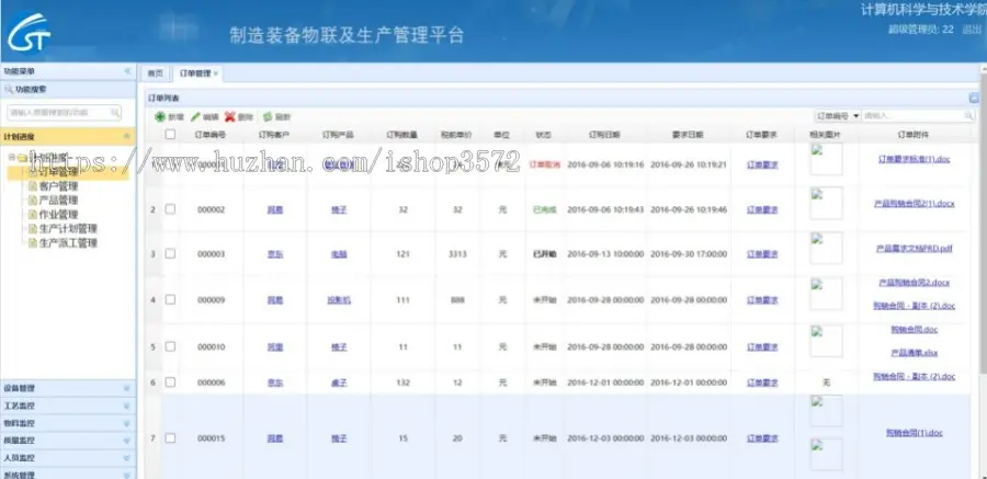 基于SSM开发的生产管理ERP系统 包括计划进度、设备管理、工艺监控、物料监控、人员监控、质量监控、系统管理七个模块