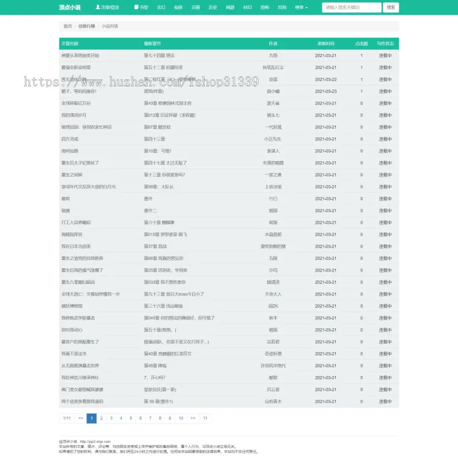 杰奇CMS1.7/1.8文学小说网站第二套多色 自适应电脑pc和手机移动wap模板程序源码+教程