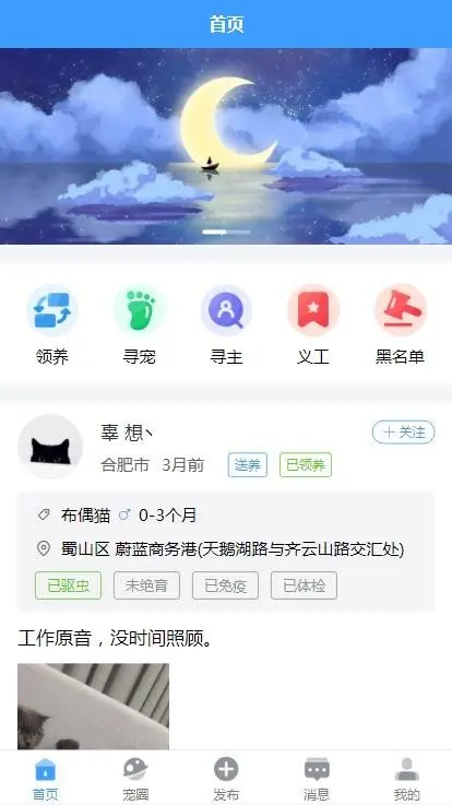 宠物领养小程序微信领养宠物寻宠寻主义工宠物宠圈微信小程序php语言tp框架