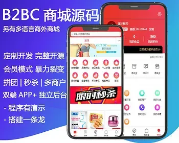 [二开版]B2BC商城源码|APP商城源码|多商户|拼团|秒杀|团购|积分|竞拍|加价|机器人