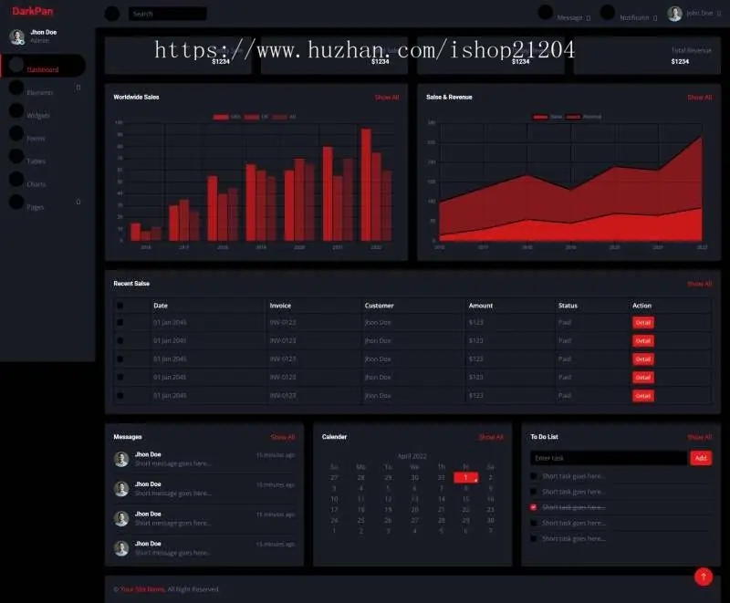 深色模式Bootstrap后台管理模板