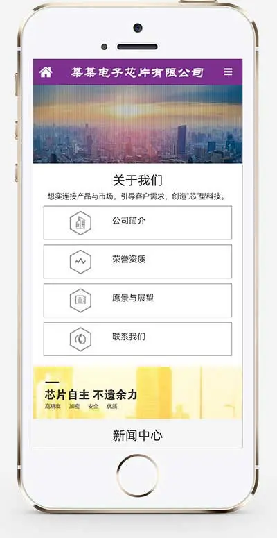 （自适应手机端）紫色电子元件网站模板 芯片研发设计网站源码