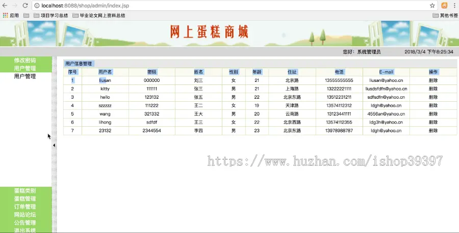 【毕设】jsp2151网上蛋糕销售系统ssh毕业设计