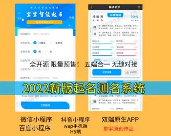 【星宇起名】2022起名测名系统,起名网系统源码,测名名字打分网站小程序app