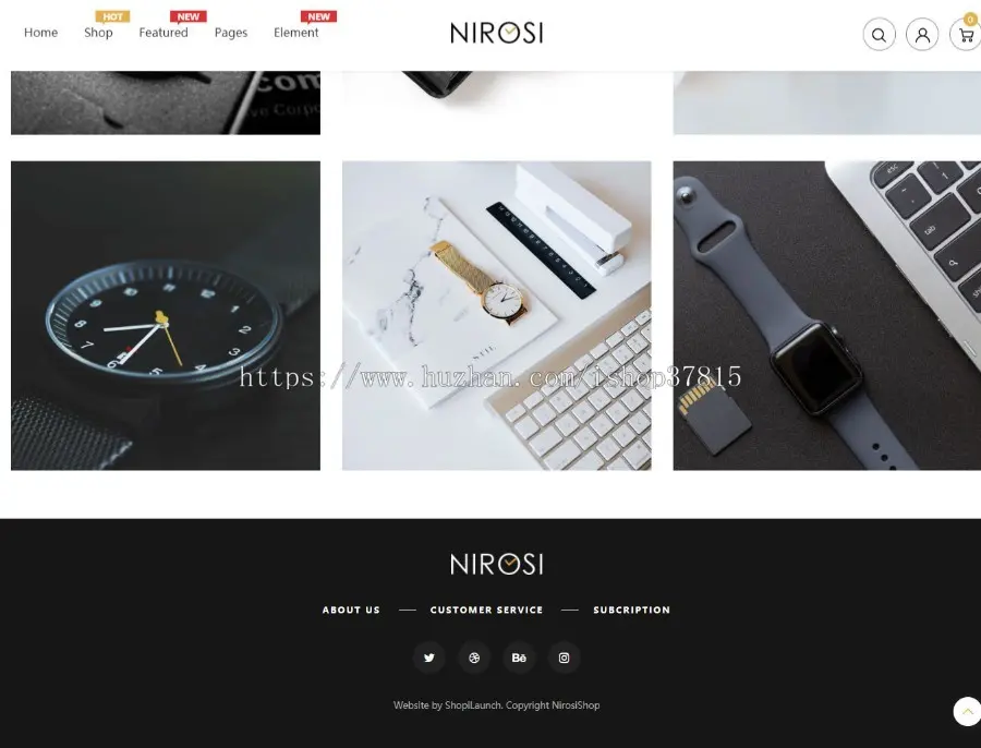 Shopify主题独立站网店现代、简约、干净的手表商店模板跨境电商5种风格Nirosi 