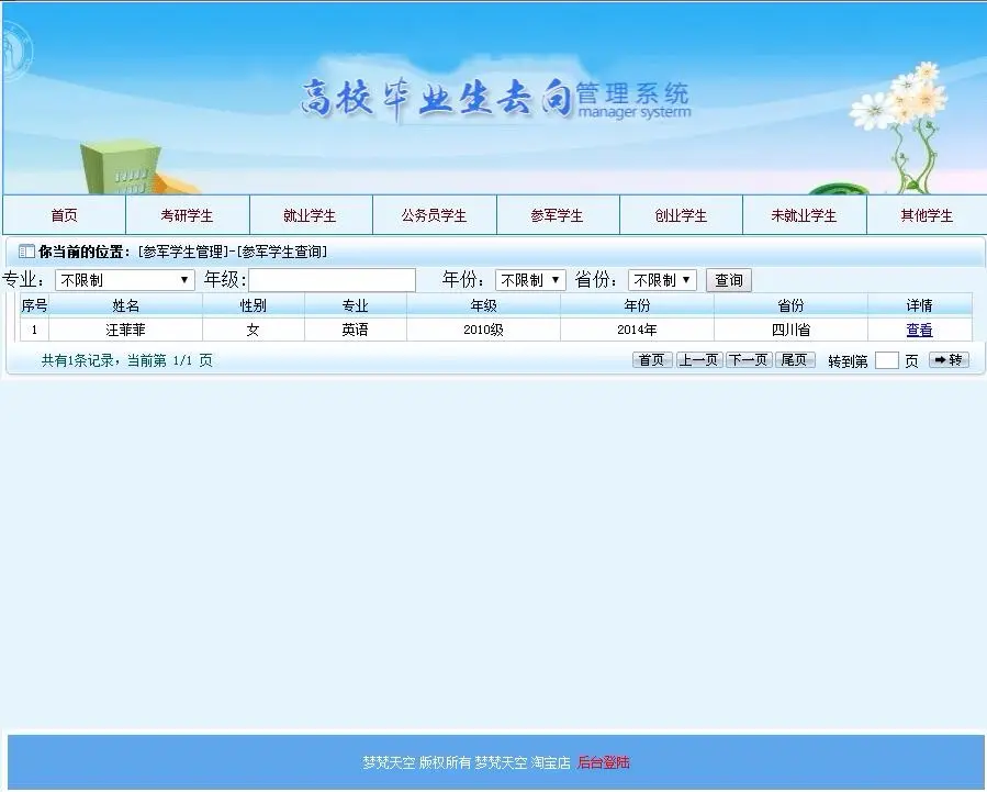 毕业生就业去向信息管理系统源码 毕业课程设计SSH2框架mysql java