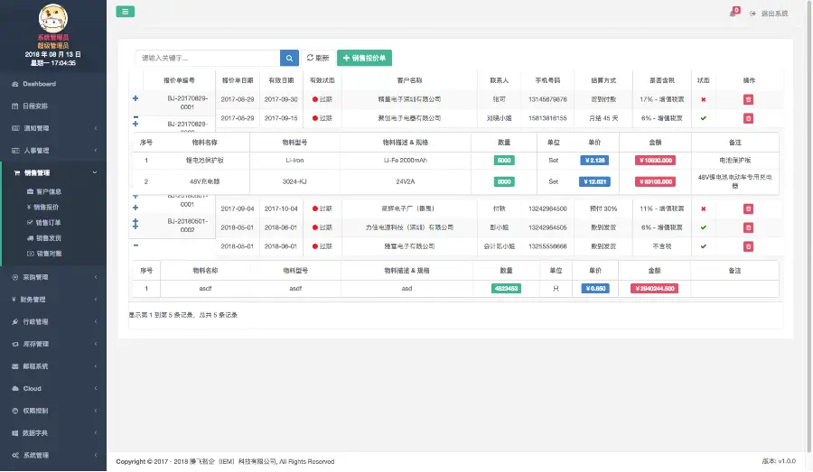 2020-TF（腾飞智企）资源管理系统源码（可部署生产）MES源码 CRM源码 HR源码 OA源码 财务