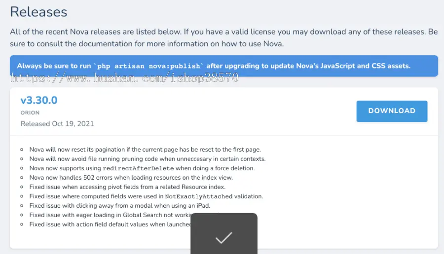 LARAVEL - NOVA v3.32.0 官网同步稳定更新