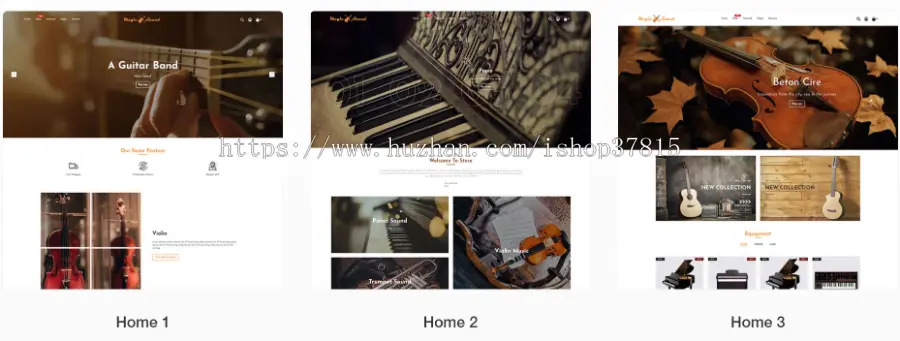Shopify主题独立站网店音乐、艺术设备小提琴钢琴吉他模板跨境电商5种风格MagicSound 