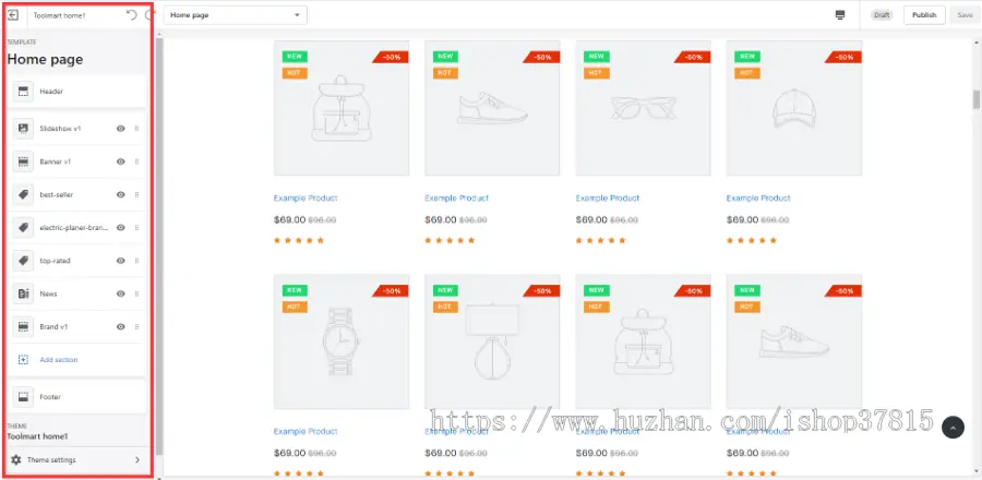 Shopify主题独立站网店工具和配件商店响应式模板跨境电商4种风格ToolMart 