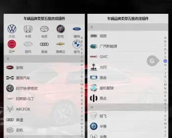 车辆品牌类型五级选择插件-uViewV3.0