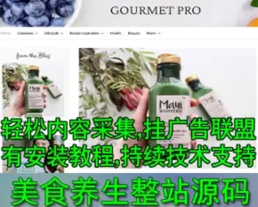 英文联盟LEAD源码模板 gourmet英文美食养生WordPress模板 国外源代码整站 带火车采集功能