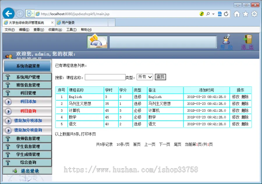 JSP+ssm大学生综合测评管理系统评优无论