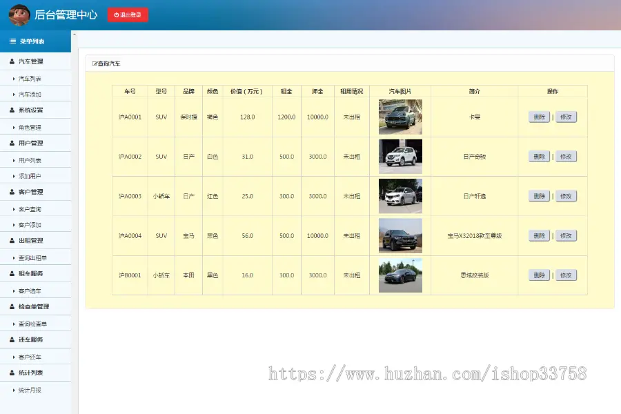 jsp+ssm+mysql实现的汽车租赁租车管理系统源码附带视频指导运行教程