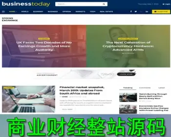 WordPress英文专业商业财经网站系统程序源代码 蓝色模板 附自动采集软件