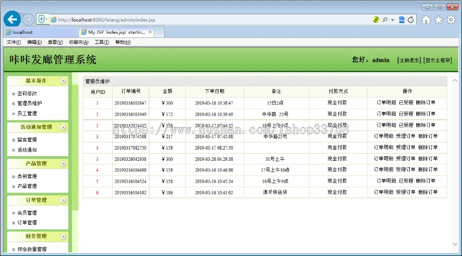 JSP+sql咔咔发廊管理系统