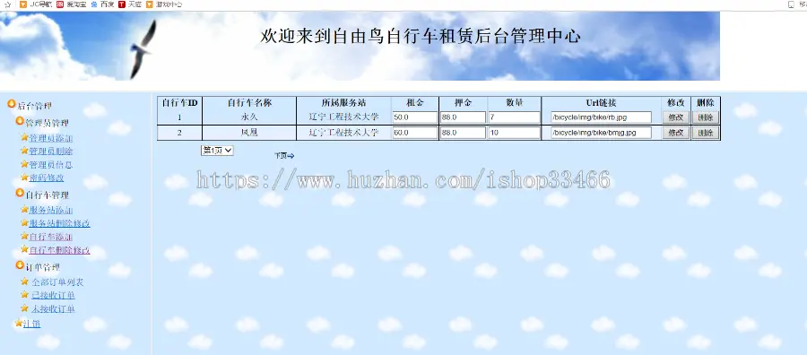 javaweb JAVA JSP自行车租赁系统（租赁系统）自行车租赁 汽车租赁 电车租赁系统 租借系统