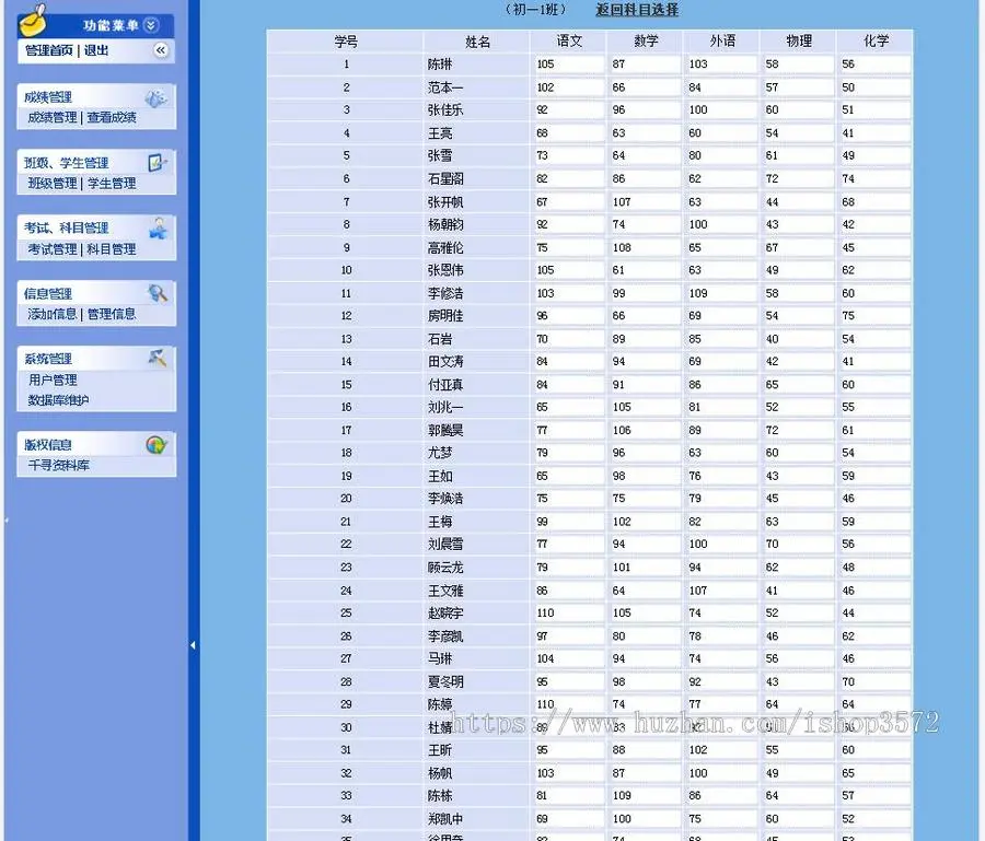 ASP学校成绩查询管理系统带后台