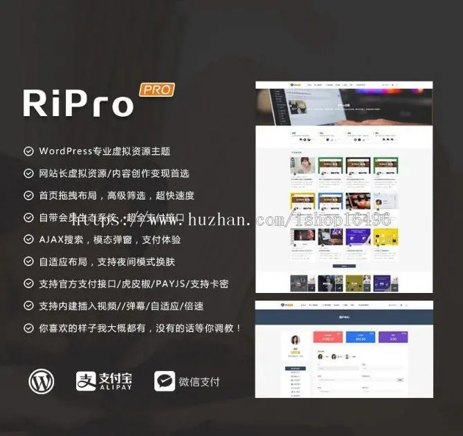 WordPress主题 RiProV4.3.0去授权版本 支持支付宝 专业虚拟资源主题 