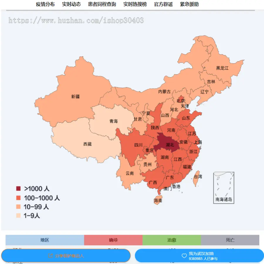 PHP源码可修改跳转链接与图片全国疫情地图新型冠状病毒肺炎疫情实时图/上传即用