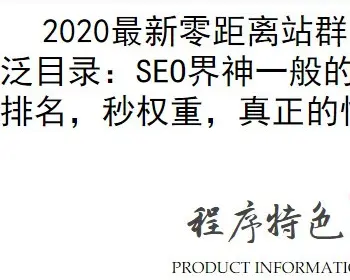 2020新版正版零距离泛目录泛程序带教程推送工具满血复活