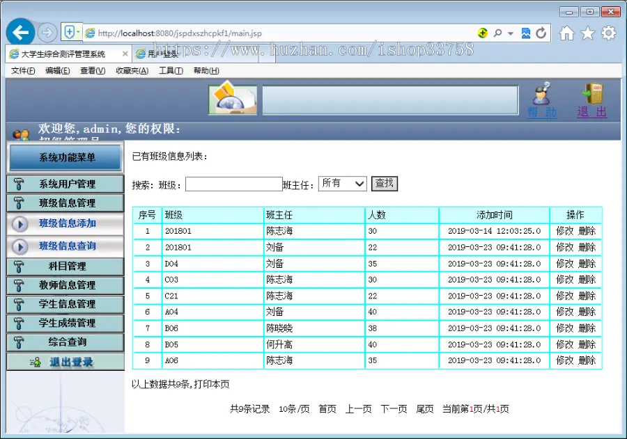 JSP+ssm大学生综合测评管理系统评优无论