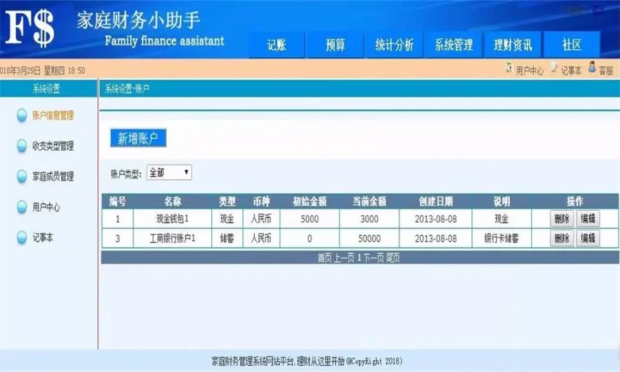 ASP.NET家庭财务管理系统源码