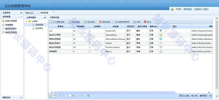 B/S开发框架 MVC通用权限管理系统源码 asp.net mvc3+EF+LigerUI 