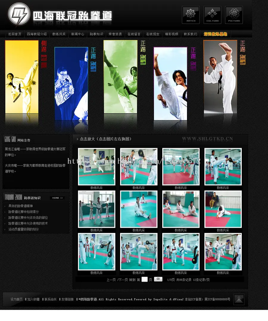 黑色个性 跆拳道培训学校网站 健身机构建站源码880625 ASP+ACCE 