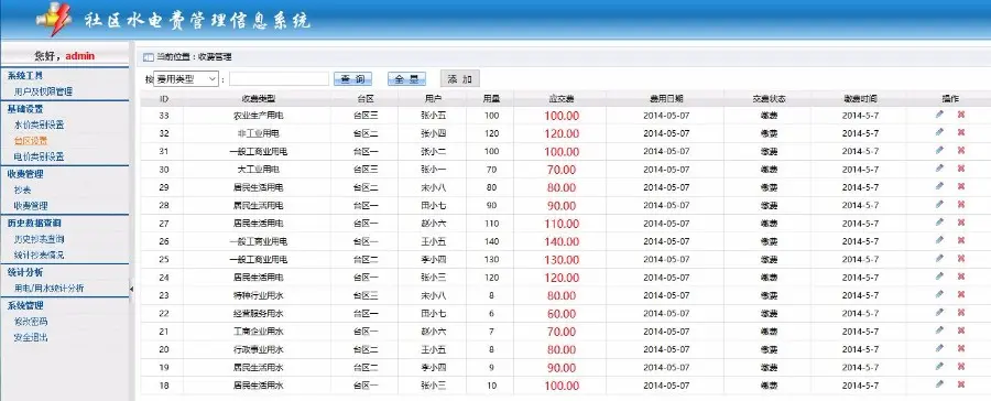 .net水电费管理信息系统水电费管理系统源码 asp.net源码 bs架构