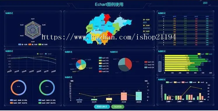 echarts静态图表大数据可视化展板年度表报大屏展示html模板 无后台 