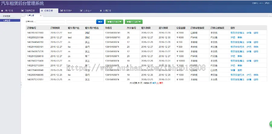 Java 汽车租赁管理系统源码+数据库+ 视频