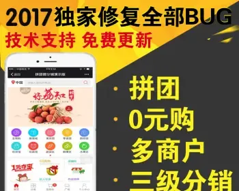 包安装！2017年微信三级分销商城系统源码PHP 拼团+0元购+三级分销+多商户入驻