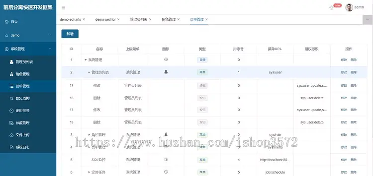 前后分离敏捷开发框架源码基于Vue+ElementUI+Springboot后台权限 