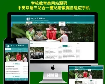 三合一网站模板小学教育培训学校三站合一网站源码三网合一网站