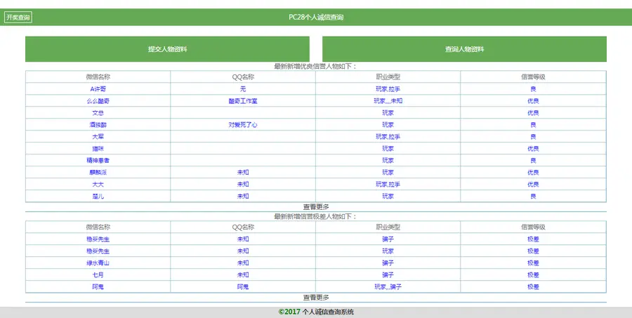 PHP个人诚信查询系统网站源码 pc28诚信查询提交网站诚信 手机端 