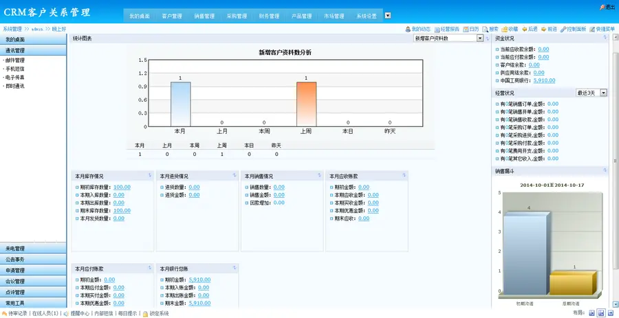 CRM客户关系管理系统源码/进销存管理系统/办公OA/asp.NET（1用户） 