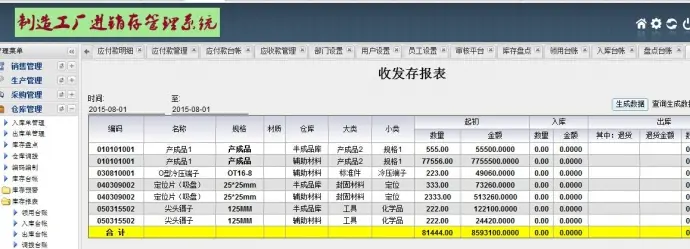 生产制造进销存系统